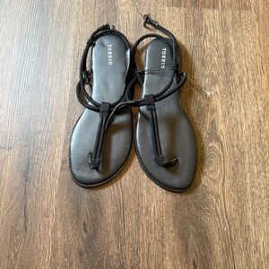 torrid Black Strappy T‑Bar Ankle Tie Sandals